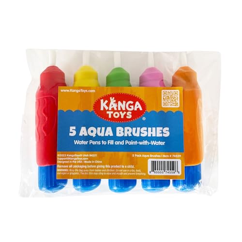 KangaToys 5 Multi-Color Aqua Brushes — Water-Based Painting Set for Kids 3+