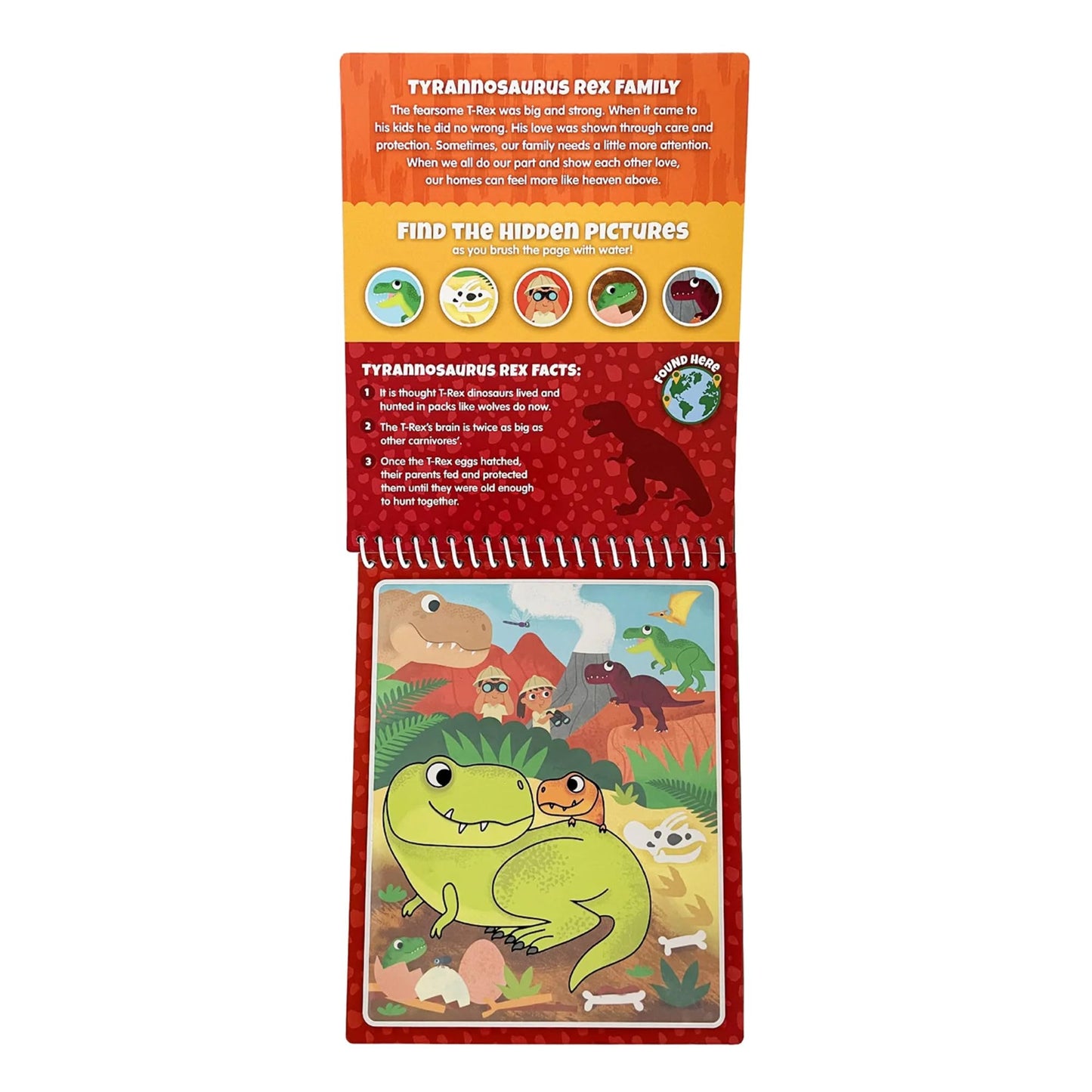 KangaToys Dinosaur Families Aqua Brush Activity Book – Reusable Water Coloring for Kids