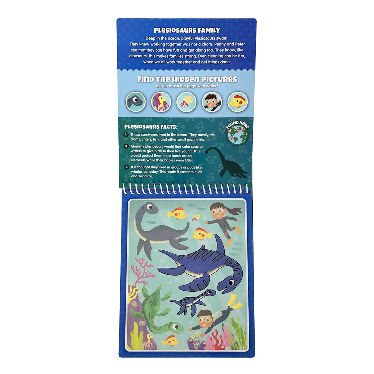 KangaToys Dinosaur Families Aqua Brush Activity Book – Reusable Water Coloring for Kids