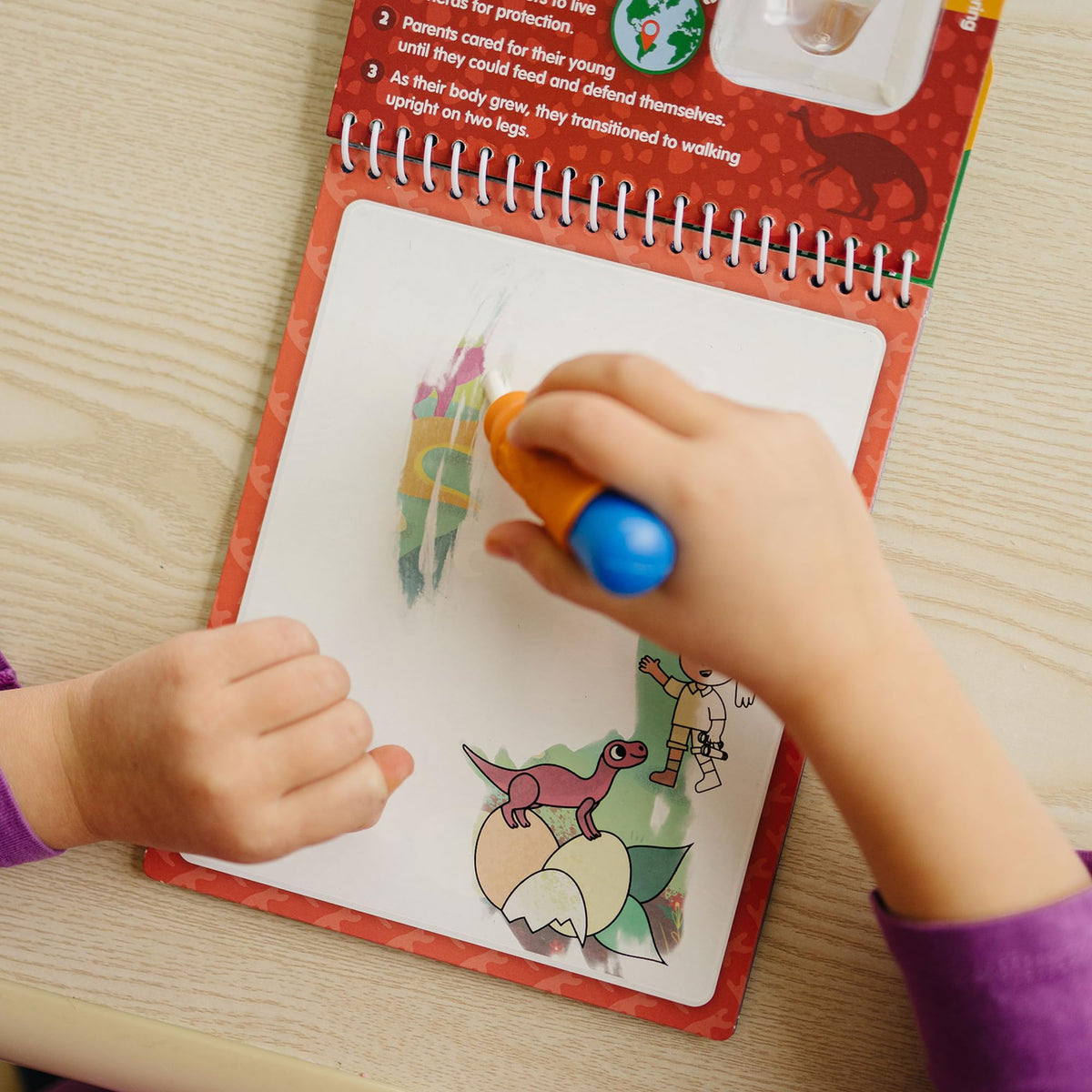 KangaToys Dinosaur Families Aqua Brush Activity Book – Reusable Water Coloring for Kids