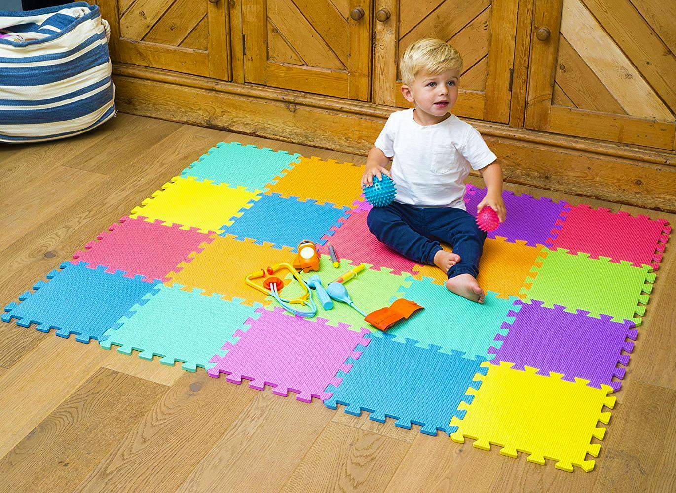 Kangler Kids Puzzle Play Mats – 20 Interlocking Foam Tiles, 0.4in Thick, Colorful Floor Protection