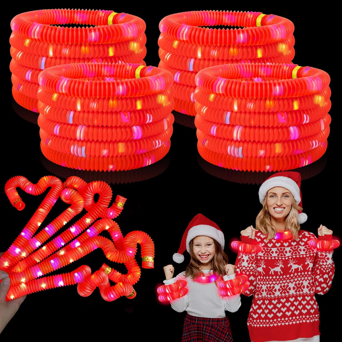 Kannove 24-Pack Red Glow Sticks – LED Party Favors for Kids