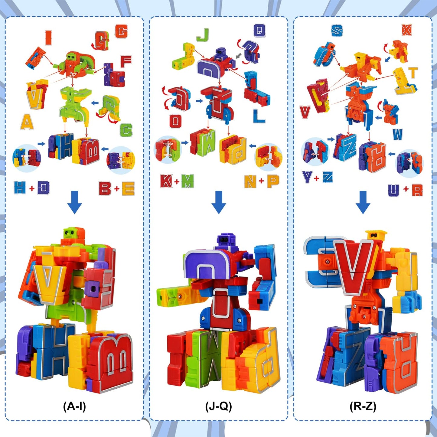 Kannove Alphabots – 26 Transformable Alphabet Robots | STEM Learning Blocks for Toddlers 3-6