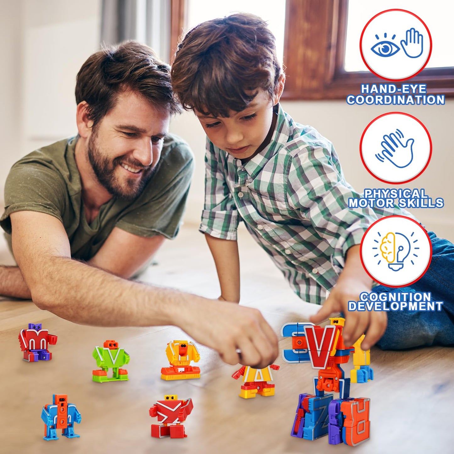 Kannove Alphabots – 26 Transformable Alphabet Robots | STEM Learning Blocks for Toddlers 3-6