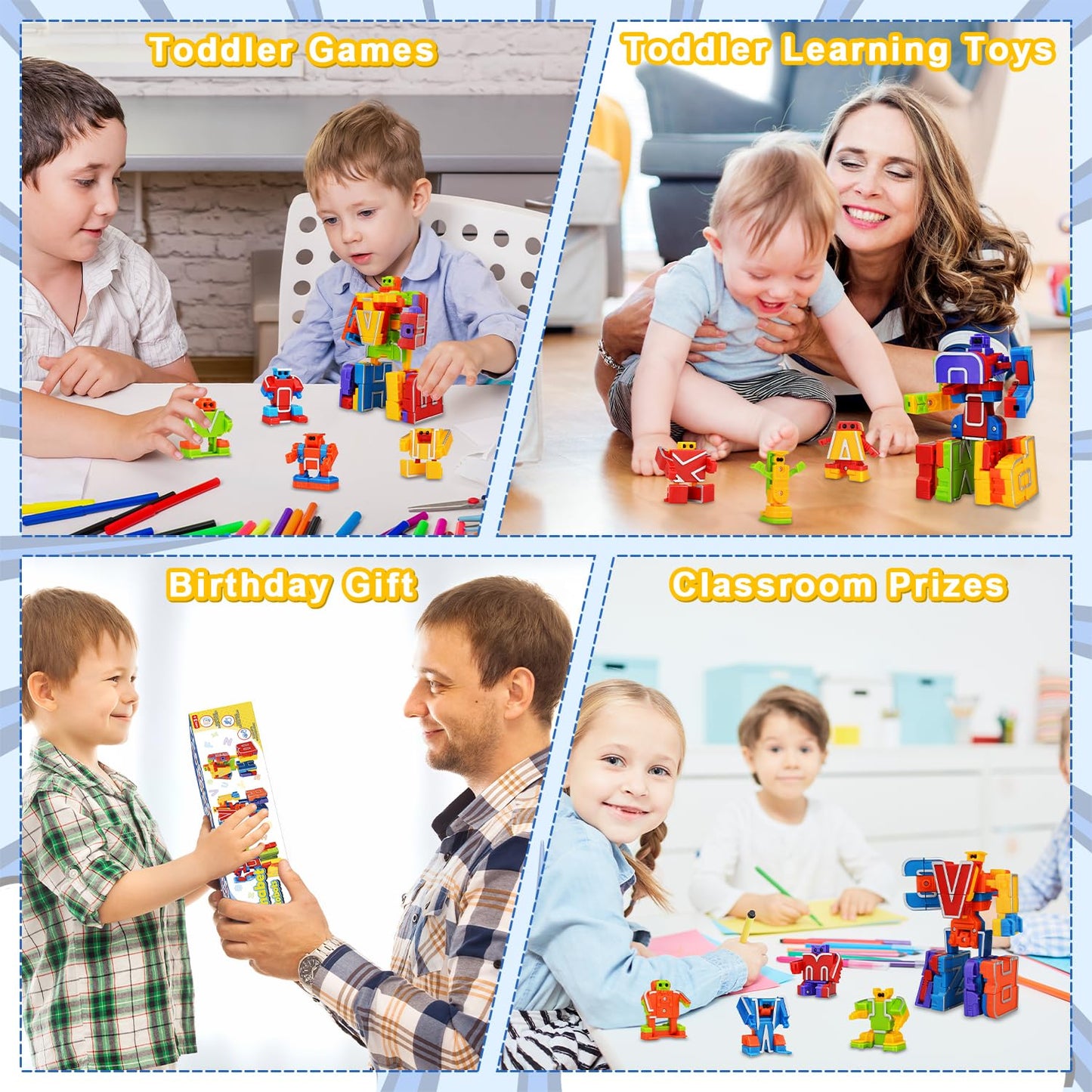 Kannove Alphabots – 26 Transformable Alphabet Robots | STEM Learning Blocks for Toddlers 3-6
