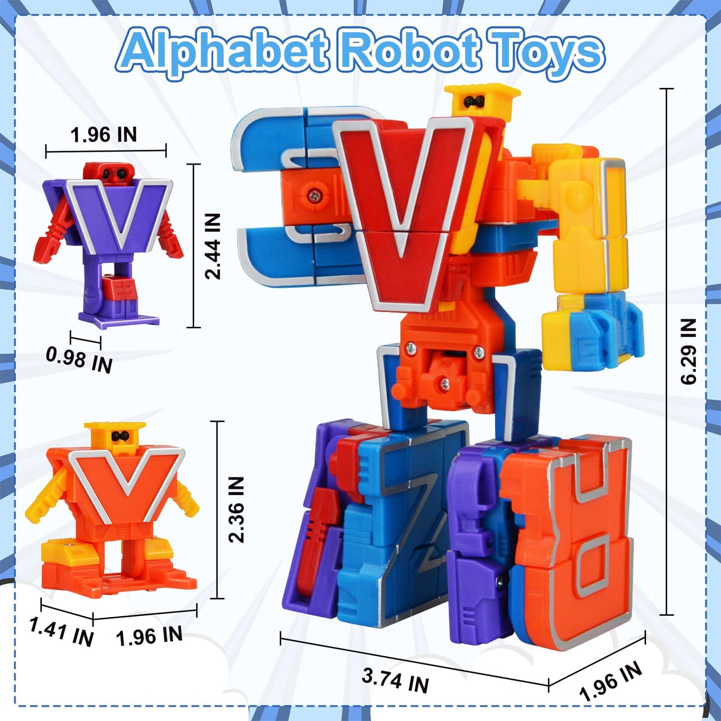 Kannove Alphabots – 26 Transformable Alphabet Robots | STEM Learning Blocks for Toddlers 3-6