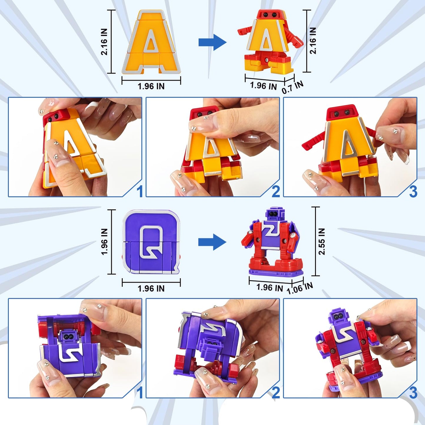 Kannove Alphabots – 26 Transformable Alphabet Robots | STEM Learning Blocks for Toddlers 3-6