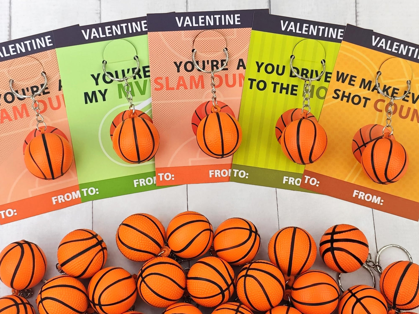 Kannove Basketball Valentines Gift Set — 28 Stress Ball Keychains & Card Set for Classroom
