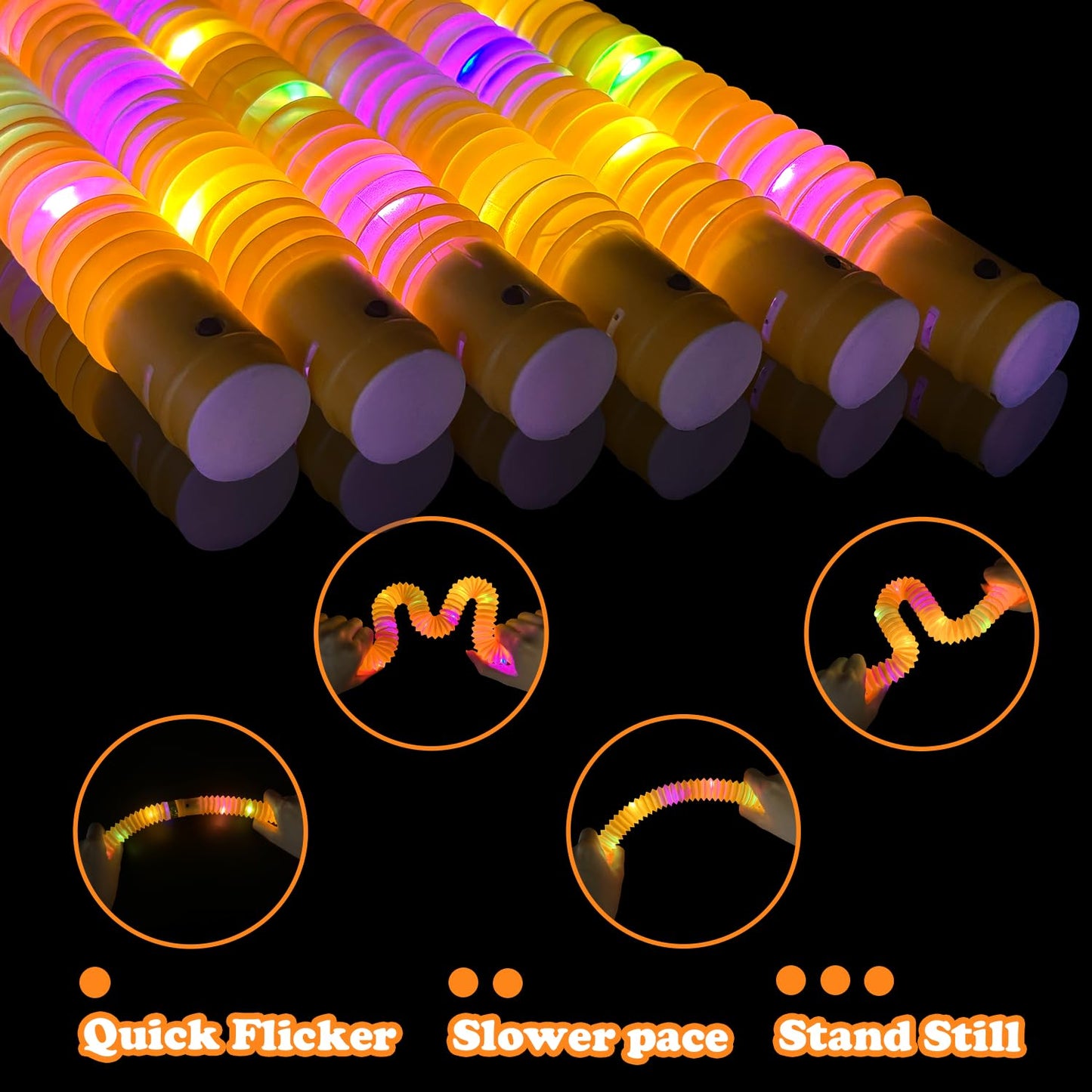 Kannove Orange Glow Sticks Pop Tubes – 24pc Party Favors & Light-Up Accessories
