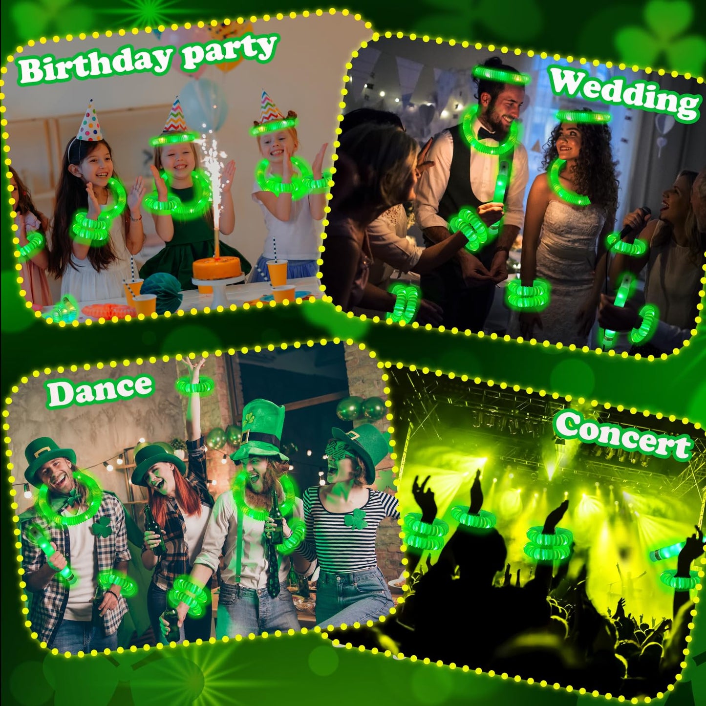 Kannove St Patrick's Green Glow Sticks – Party Favors, Bracelets & Necklaces