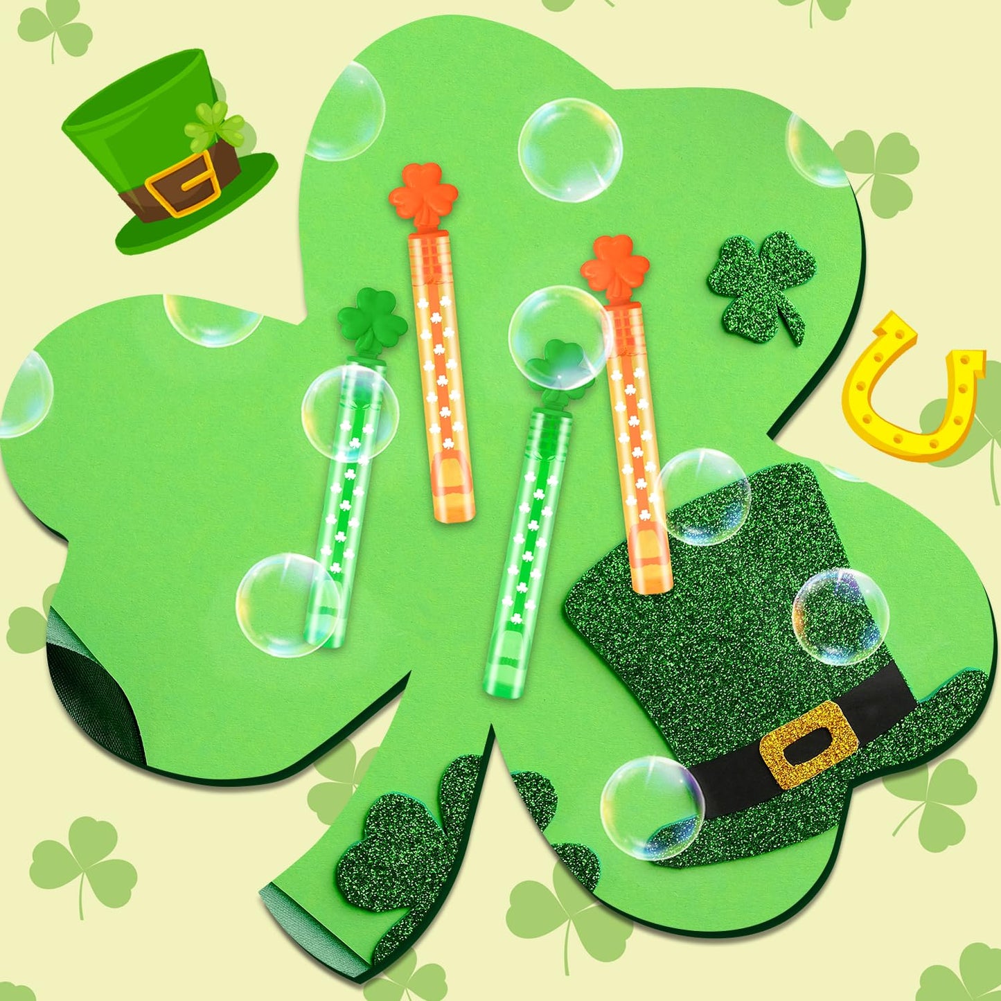 Kannove St Patrick's Day Mini Bubble Wands – 20 Pack Shamrock Favors for Kids