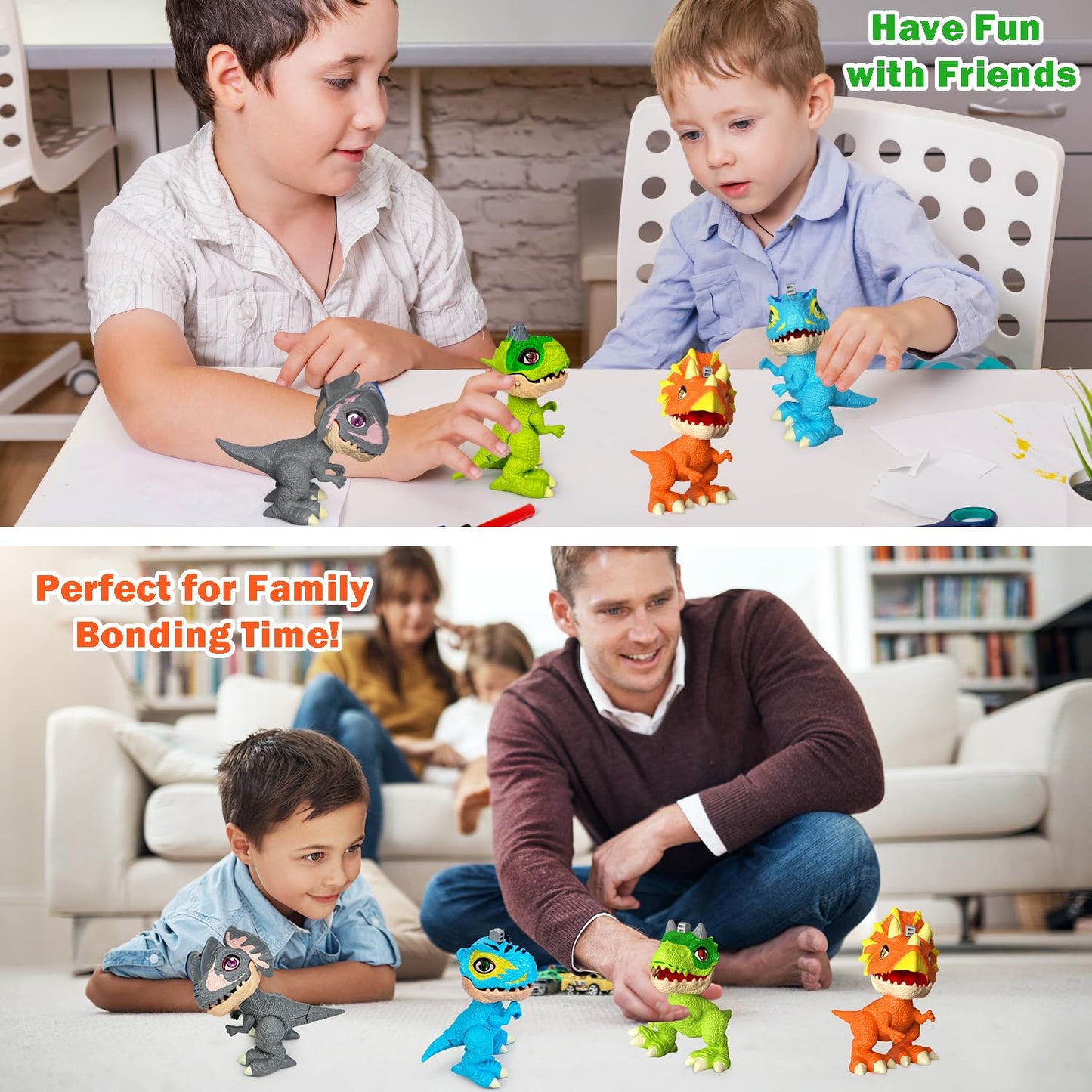 Kannove 4-Pack Dinosaur Action Figures with Movable Joints | Realistic Texture & STEM Toys for Kids 3-8