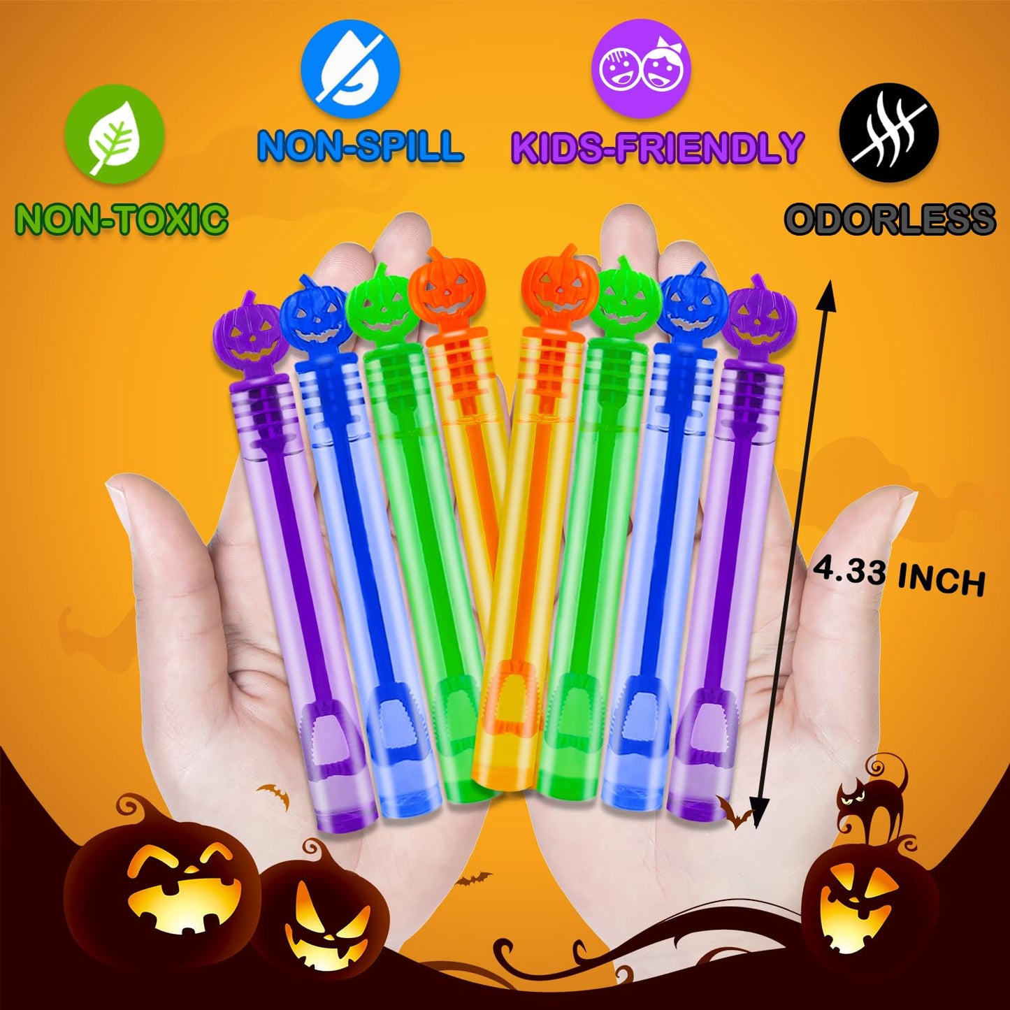 Kannove Halloween Treats: 32-100 Pack Mini Bubble Wands for Kids | Non-Candy Party Favors