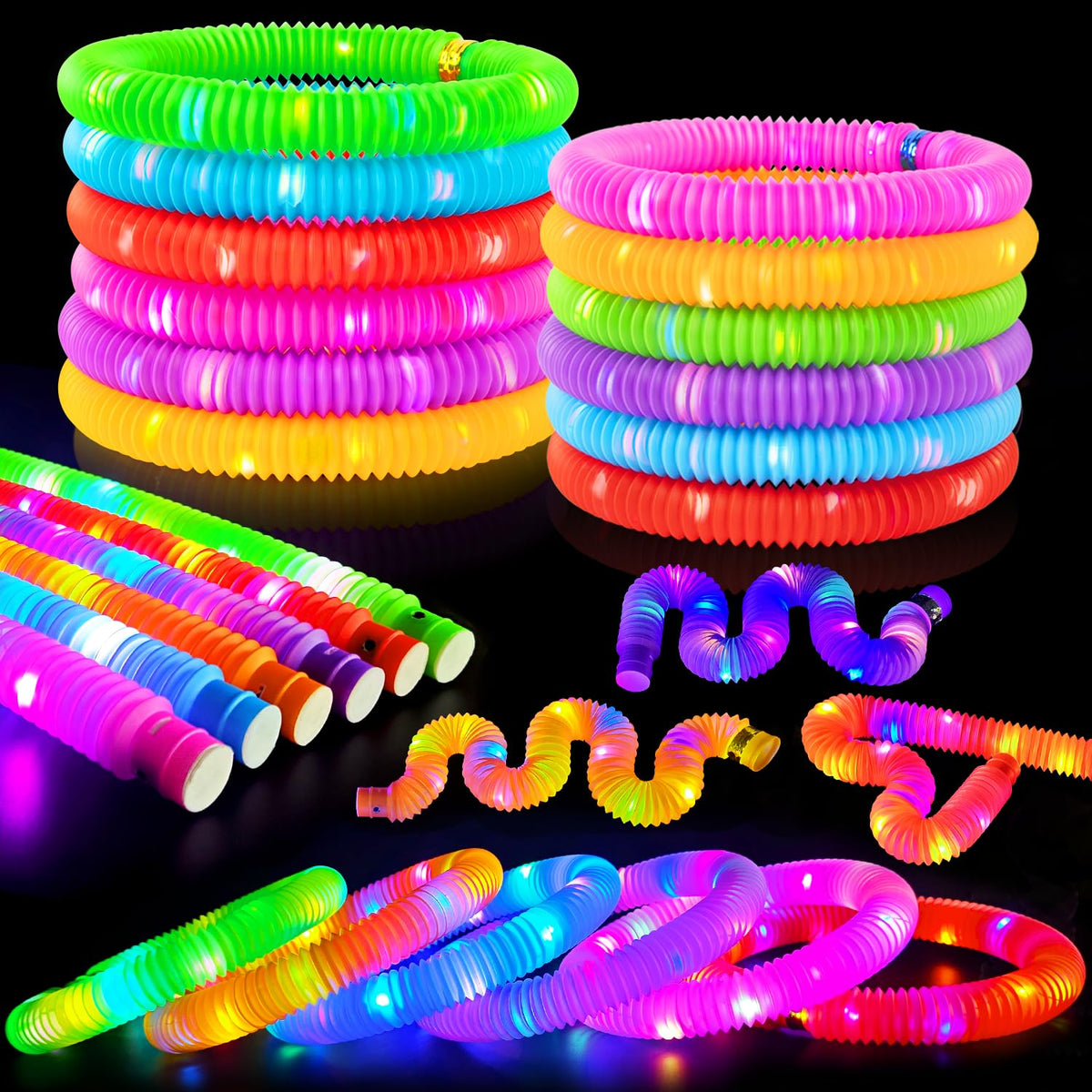 Kannove Glow Sticks Party Favors – 12 Pack Neon Light-Up Necklaces & Bracelets