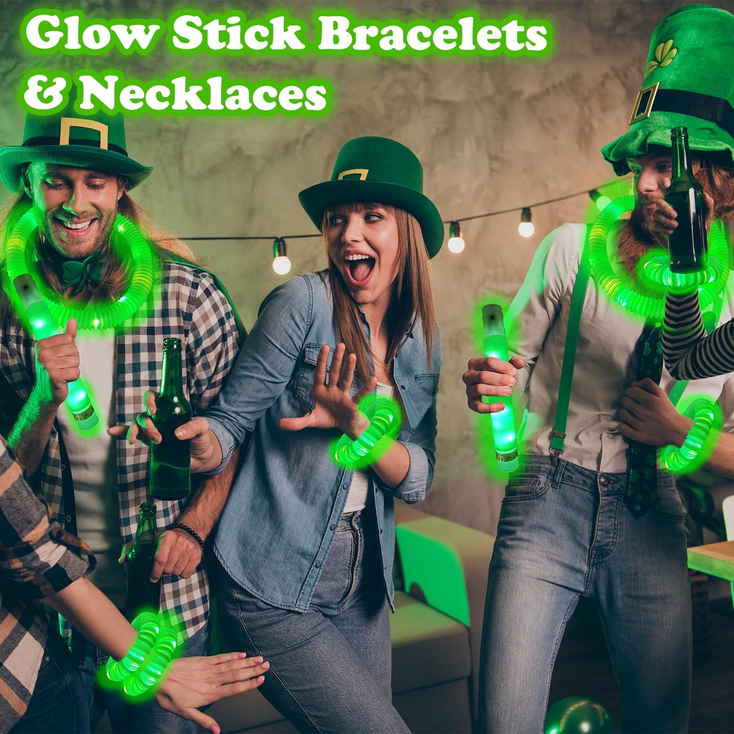 Kannove St Patrick's Green Glow Sticks – Party Favors, Bracelets & Necklaces