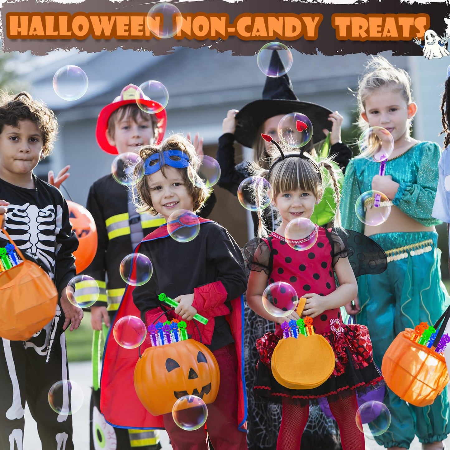 Kannove Halloween Treats: 32-100 Pack Mini Bubble Wands for Kids | Non-Candy Party Favors