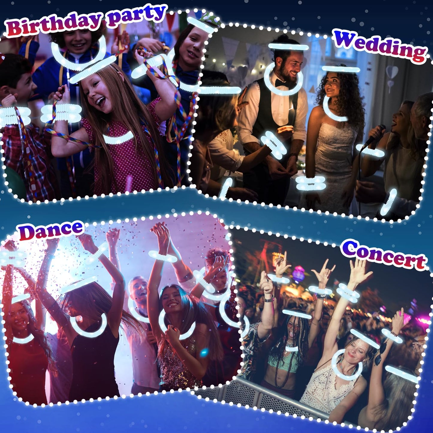 Kannove 24 PCS White Glow Sticks — LED Party Favors for Kids