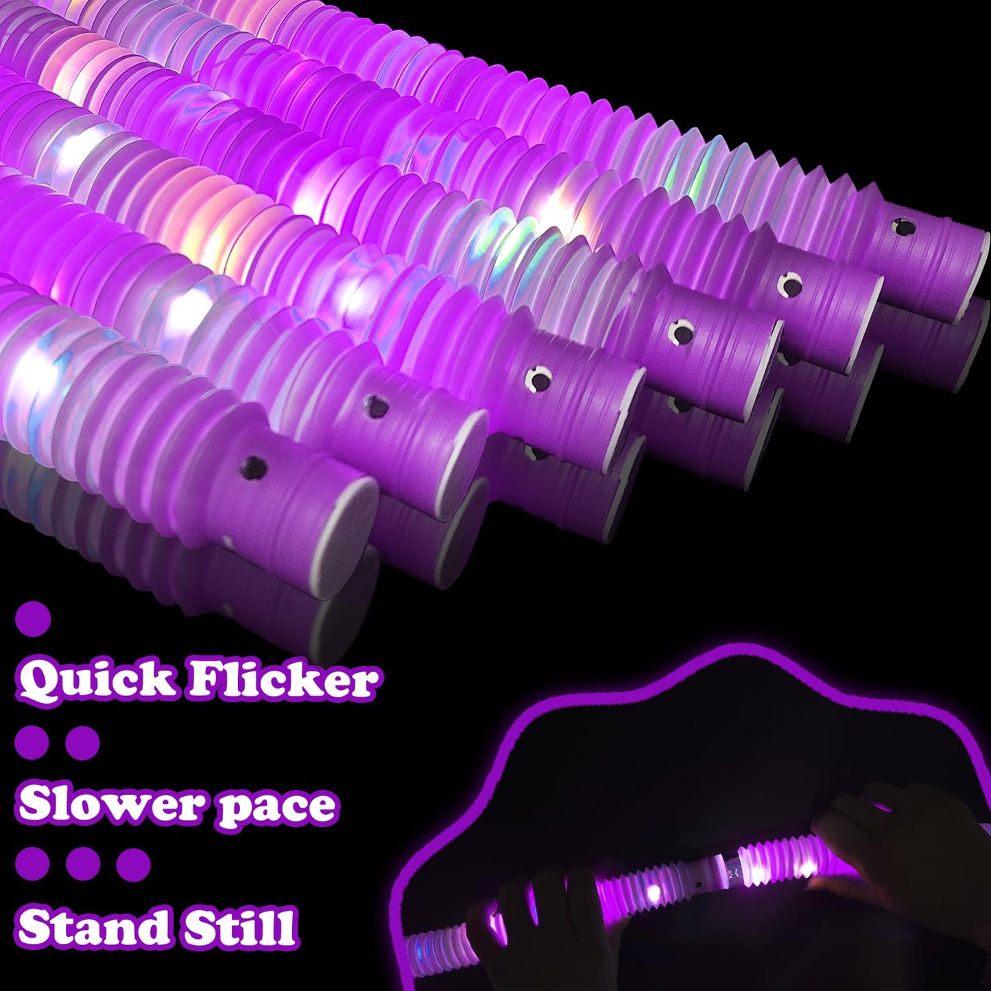 Kannove Purple Glow Sticks Pop Tubes — 12 Glow Necklaces & Bracelets for Parties