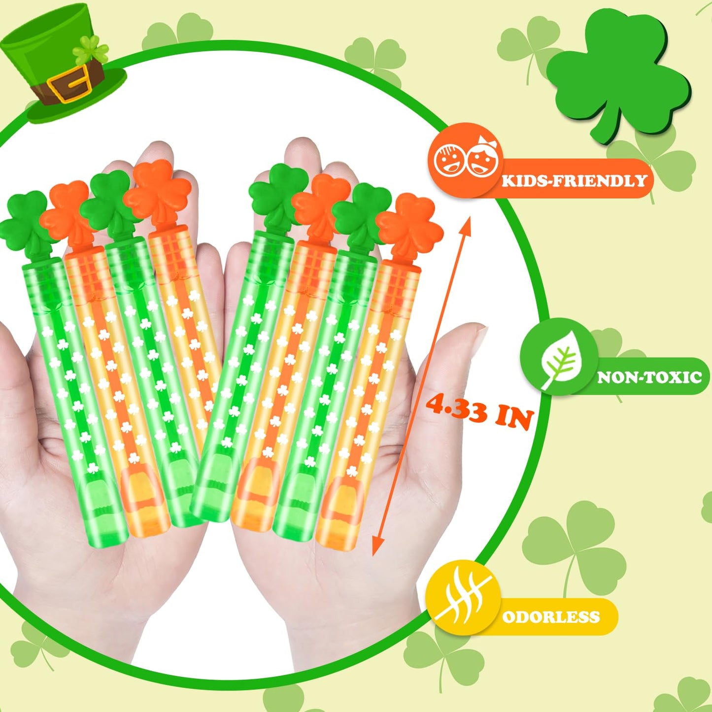 Kannove St Patrick's Day Mini Bubble Wands – 20 Pack Shamrock Favors for Kids