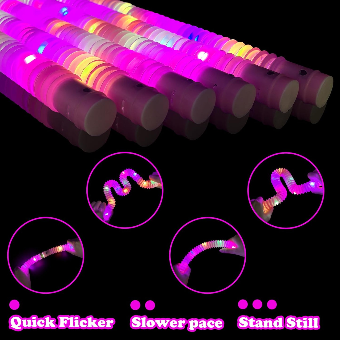 Kannove 24-Piece Pink Glow Sticks Party Favors | LED Light-Up Tubes, Bracelets & Necklaces