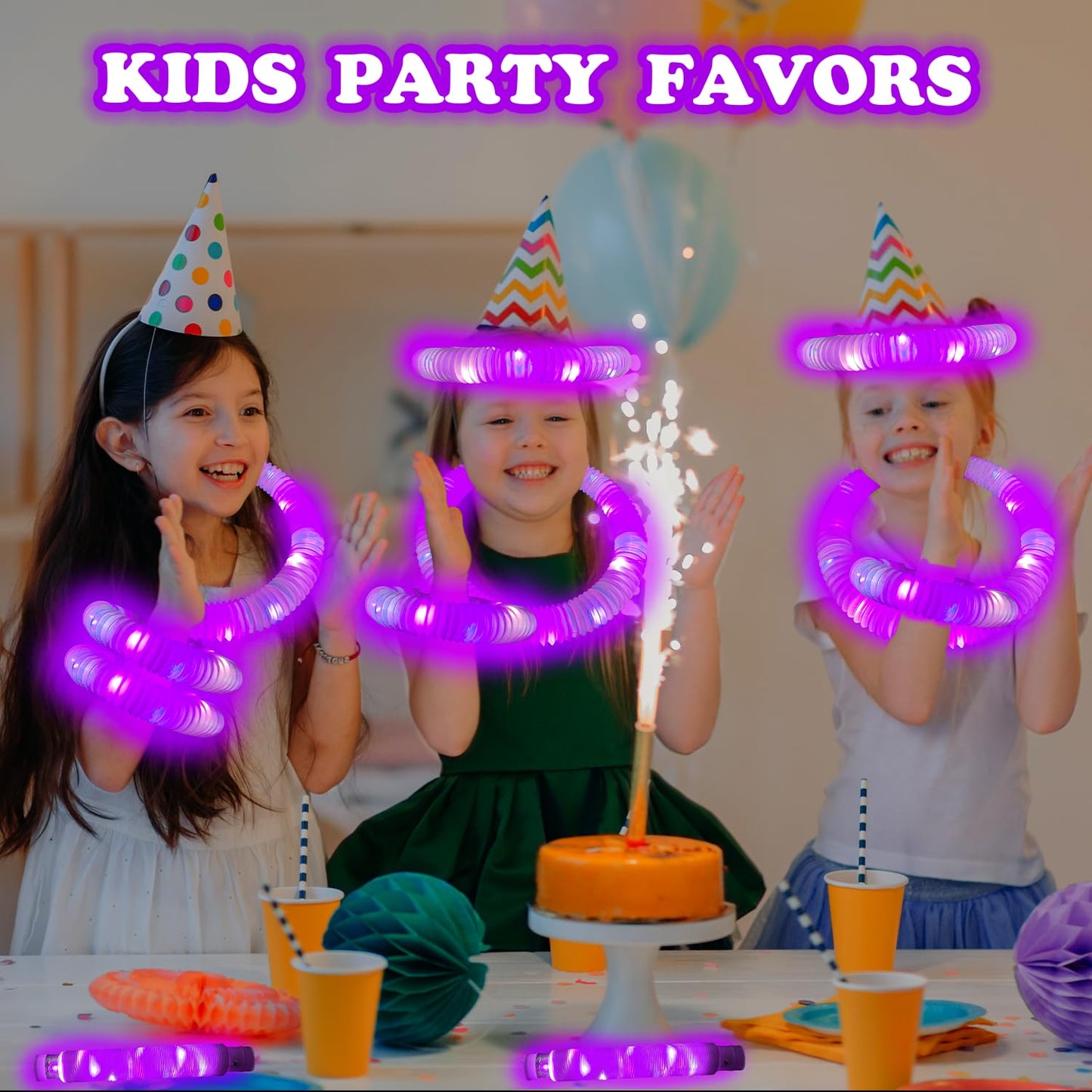 Kannove Purple Glow Sticks Pop Tubes — 12 Glow Necklaces & Bracelets for Parties