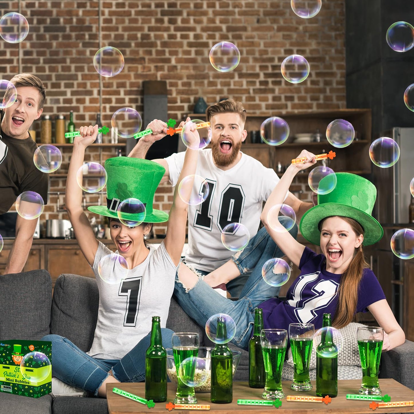 Kannove St Patrick's Day Mini Bubble Wands – 20 Pack Shamrock Favors for Kids