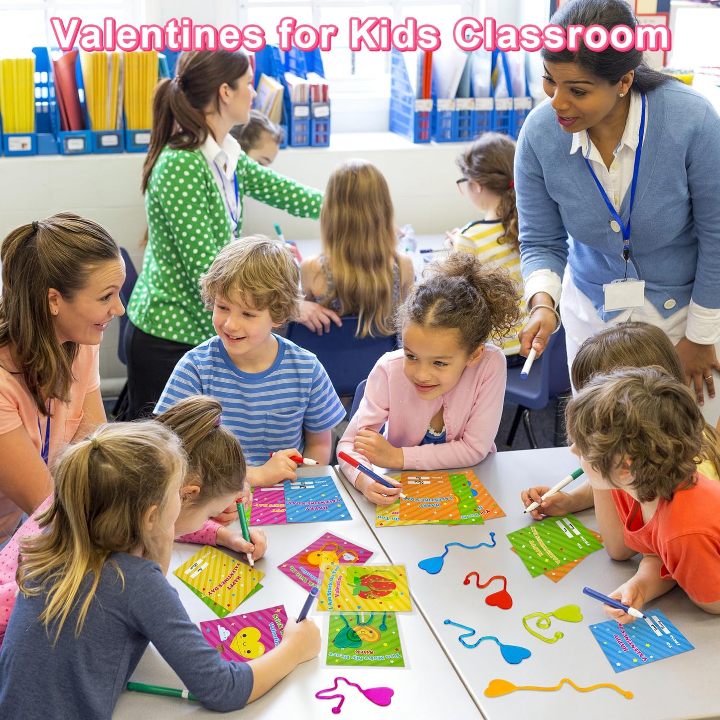 Kannove Valentine Sticky Hands with Cards – 20 Pack Non-Candy Classroom Favors