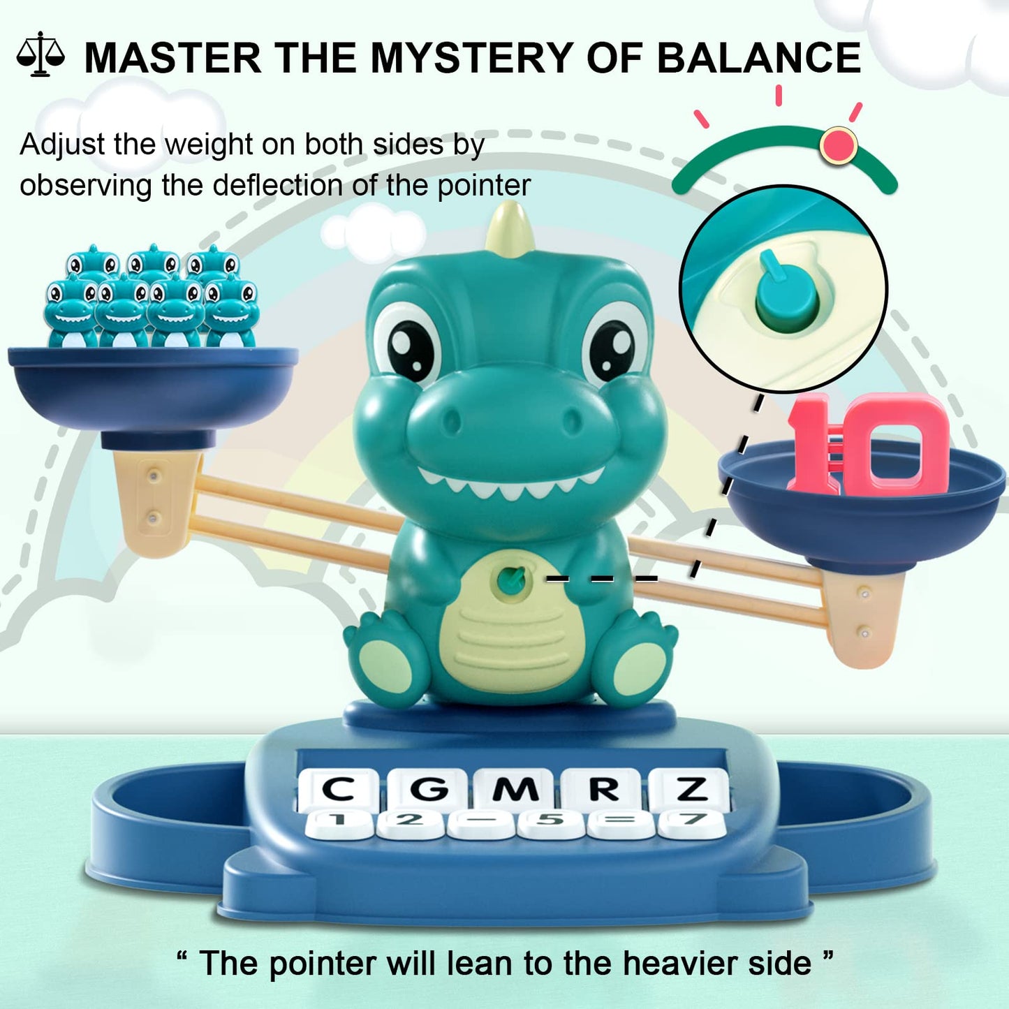 Kaodezhu Dinosaur Math Balance Toy – Montessori STEM for 3-7 Year Olds