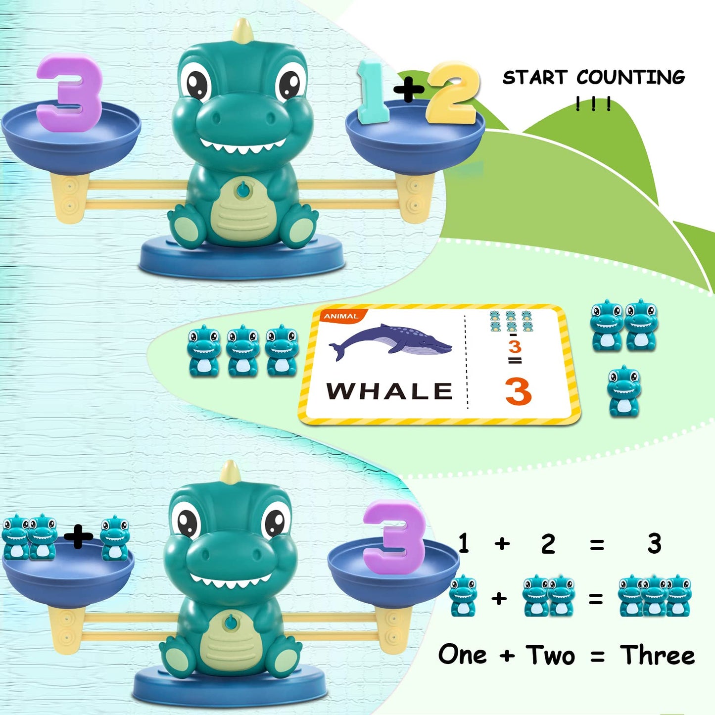 Kaodezhu Dinosaur Math Balance Toys | Montessori-Inspired Learning for 3-7 Year Olds
