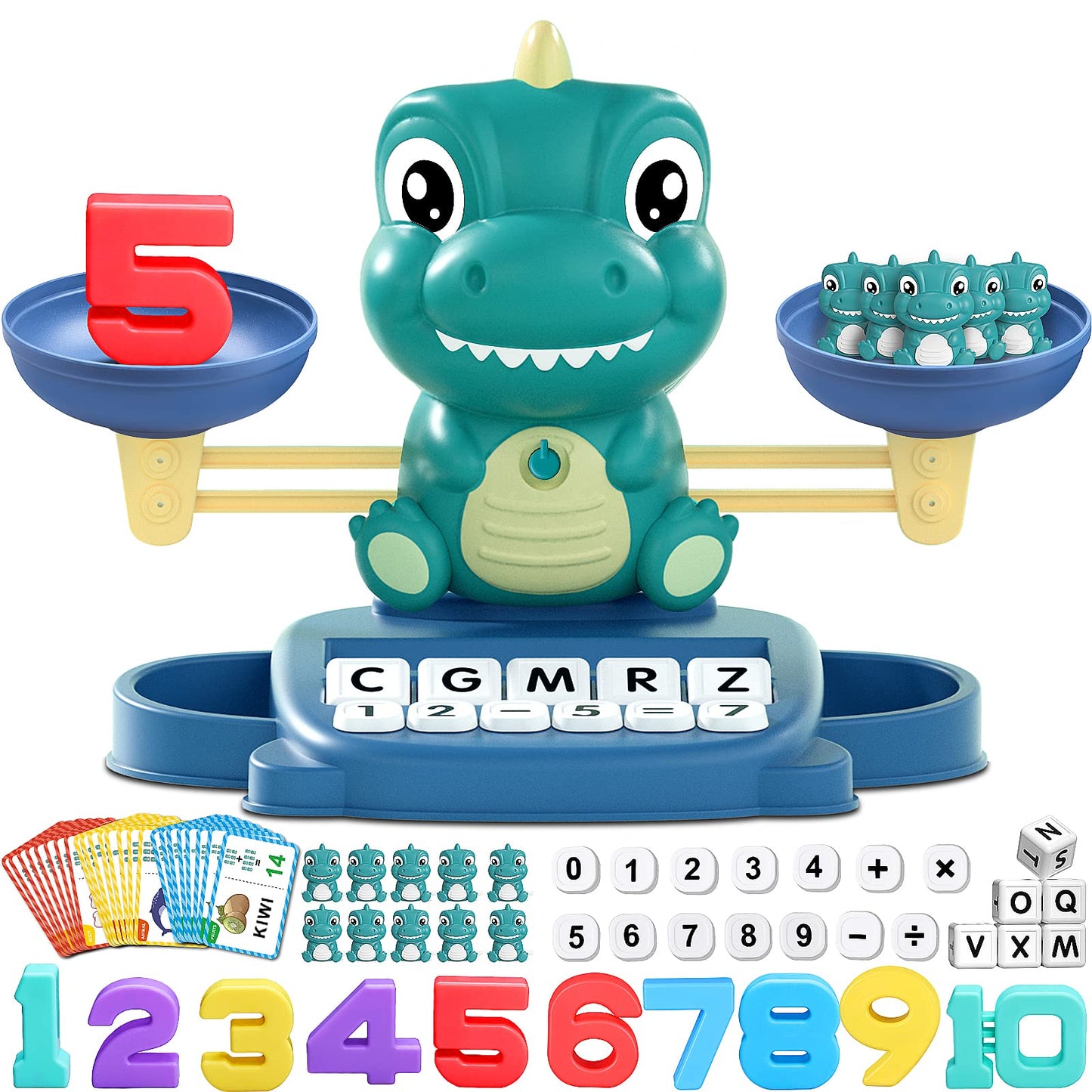 Kaodezhu Dinosaur Math Balance Toy – Montessori STEM for 3-7 Year Olds