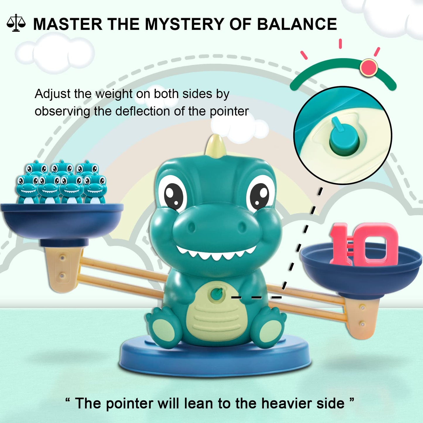 Kaodezhu Dinosaur Math Balance Toys | Montessori-Inspired Learning for 3-7 Year Olds