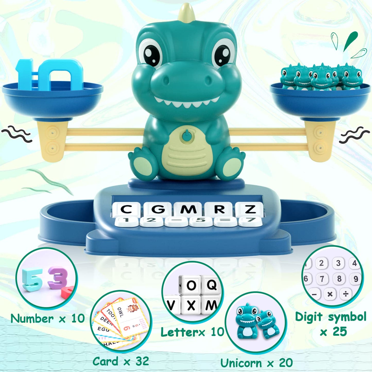 Kaodezhu Dinosaur Math Balance Toy – Montessori STEM for 3-7 Year Olds