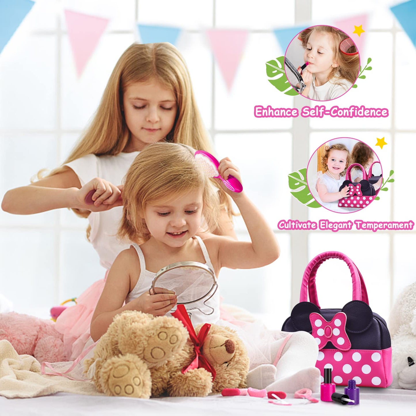 Kaodezhu Pretend Play Purse for Little Girls – Dress-Up Toy Kit with Accessories
