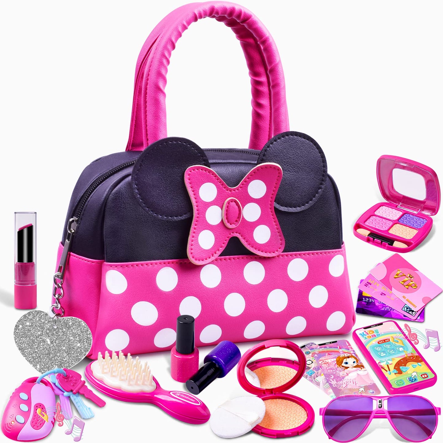 Kaodezhu Pretend Play Purse for Little Girls – Dress-Up Toy Kit with Accessories