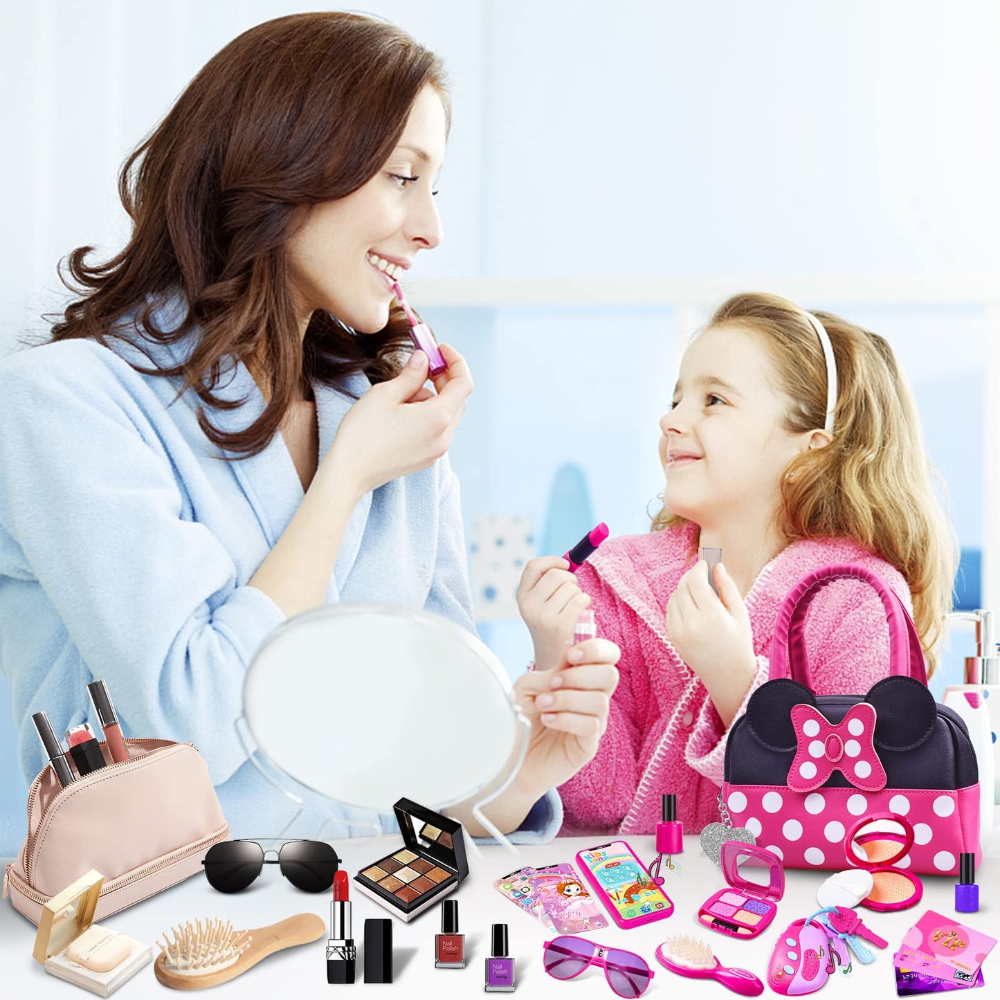 Kaodezhu Pretend Play Purse for Little Girls – Dress-Up Toy Kit with Accessories
