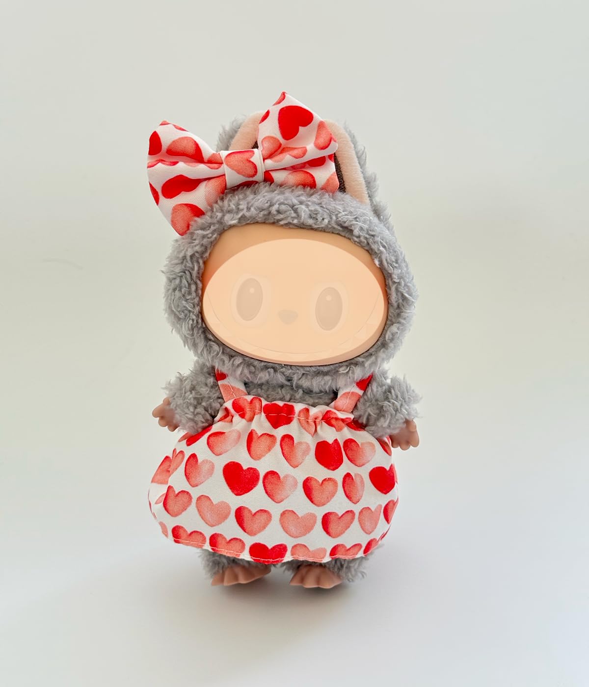 Kapand Labubu 17cm Doll Clothes Set – Pink Dress & Heart Bow