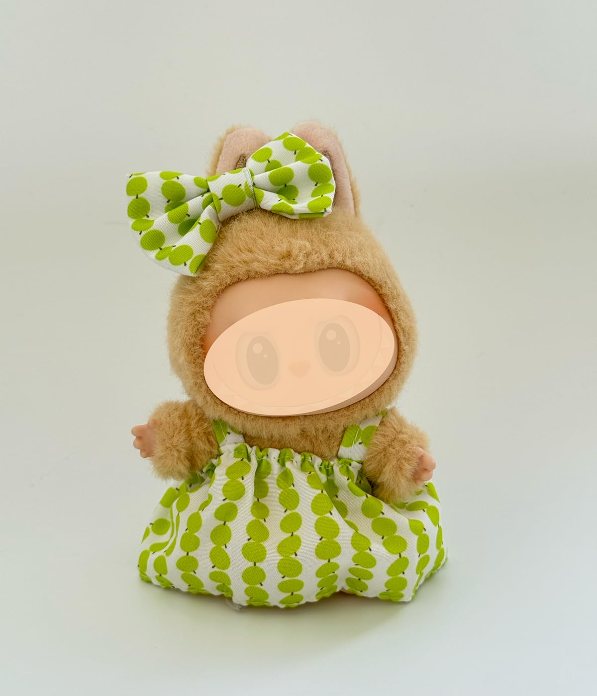 KAPAND for Lububu 17cm Doll Clothes Set – Green Polka Dot Bow & Dress, Cute Summer Outfit (No Doll)
