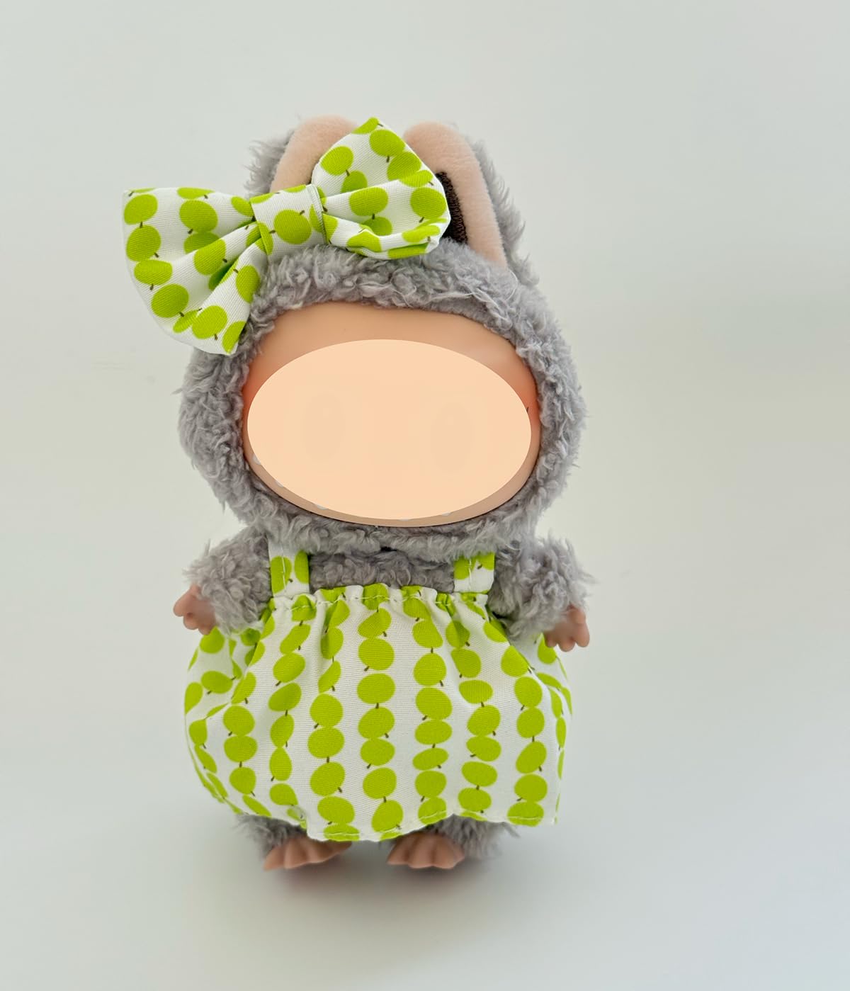 KAPAND for Lububu 17cm Doll Clothes Set – Green Polka Dot Bow & Dress, Cute Summer Outfit (No Doll)