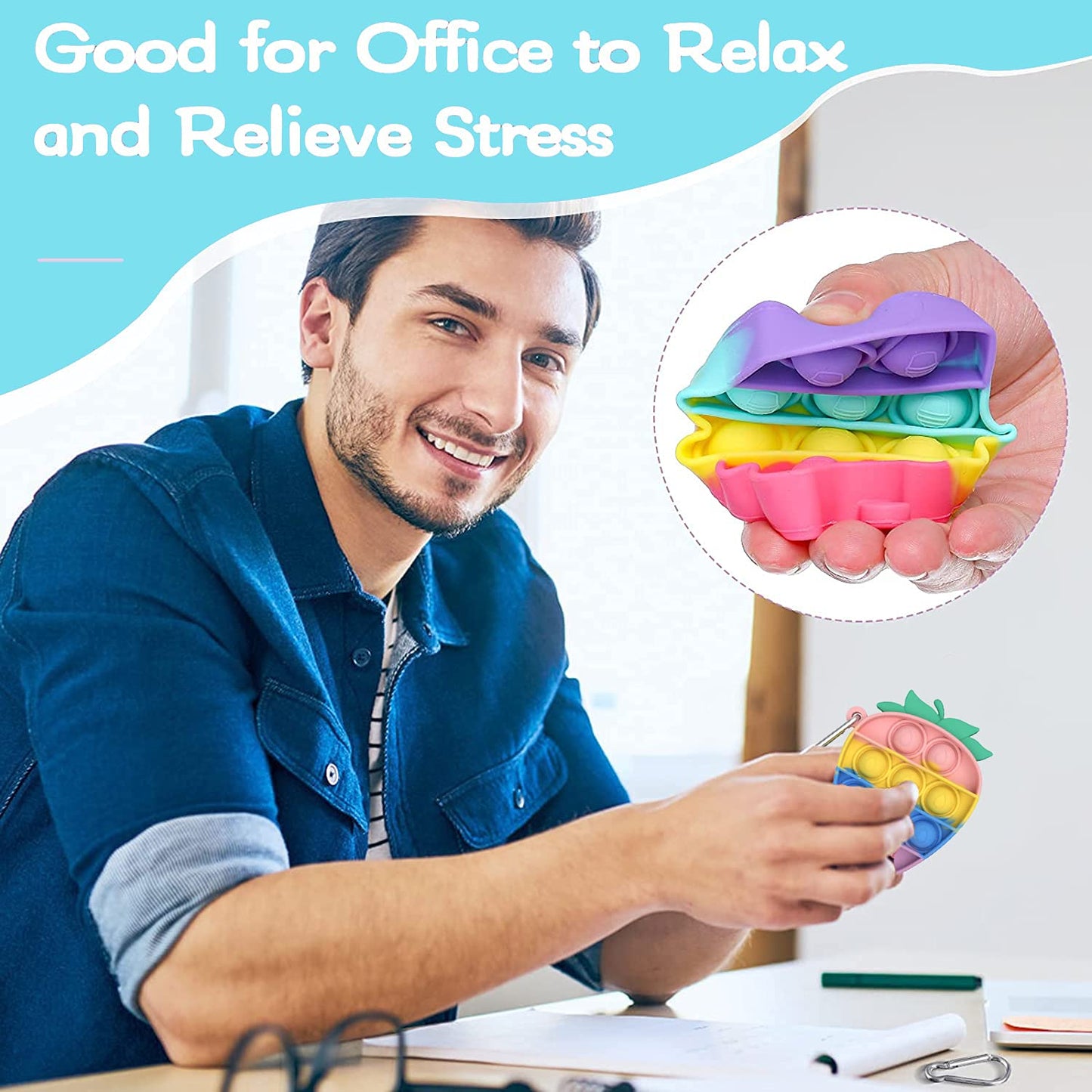 kapibarasensei 12 Pcs Mini Push Pop Bubble Fidget Toys – Portable Stress Relief & Keychain Desk Toy