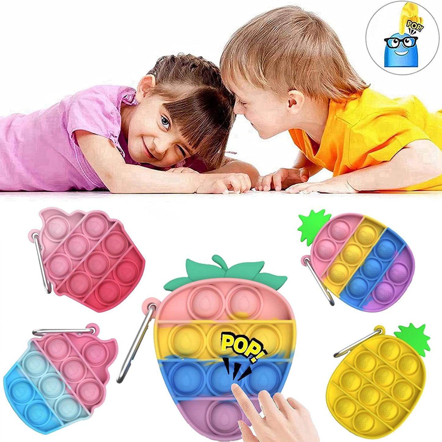 kapibarasensei 12 Pcs Mini Push Pop Bubble Fidget Toys – Portable Stress Relief & Keychain Desk Toy