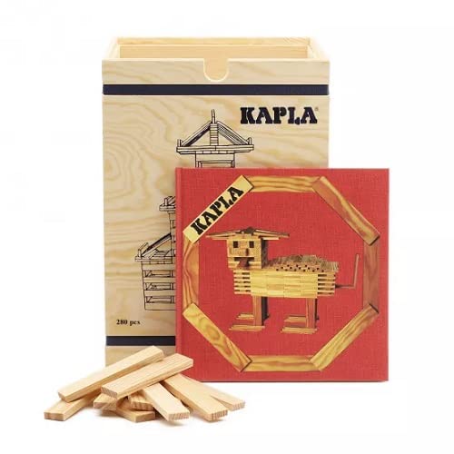 KAPLA Wooden Construction Set - 280 Marine Pine Planks in Chest with Art Book | Ages 3+ | Eco-Friendly