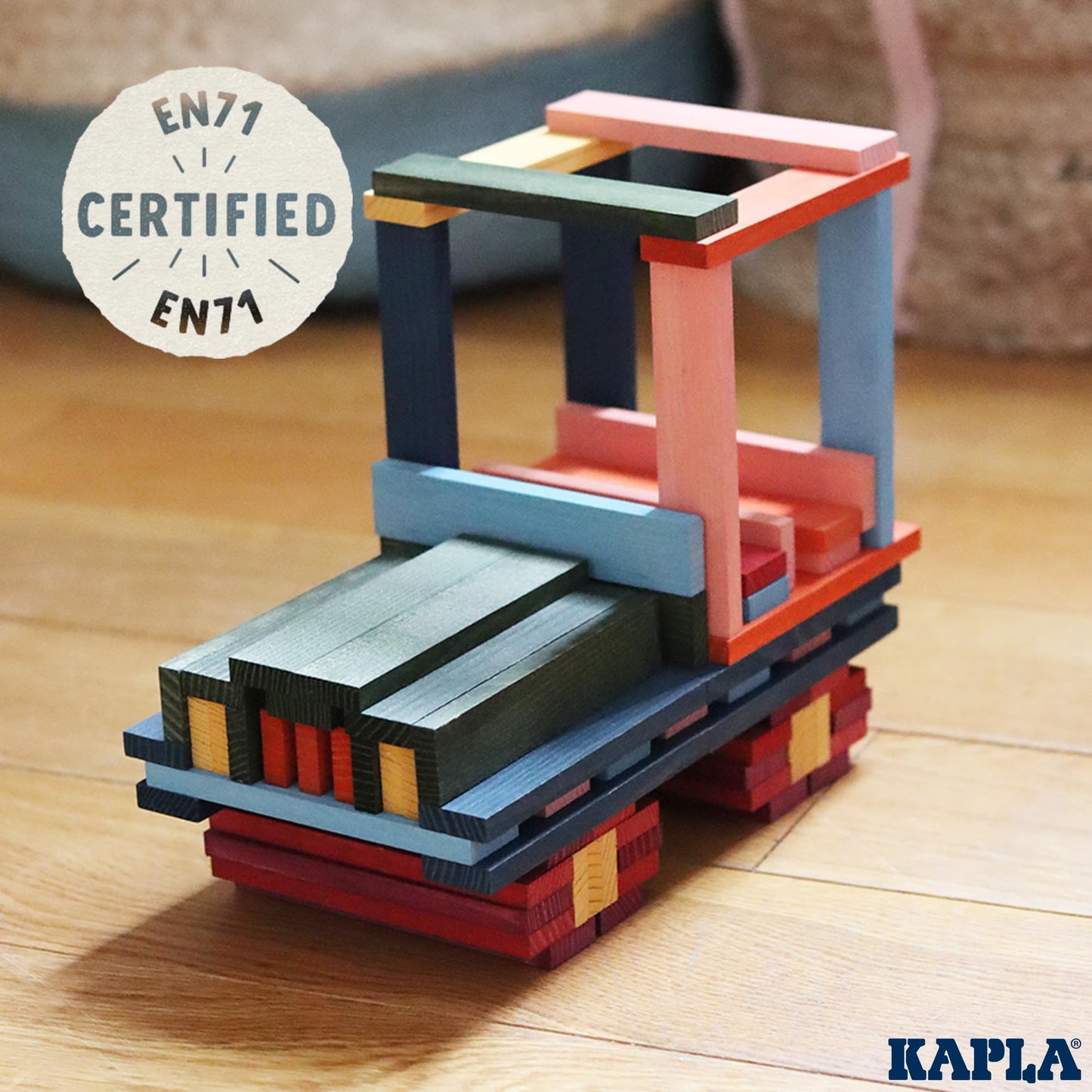 KAPLA 100 Octocolor Case — Wooden Construction Set with 100 Colored Planks