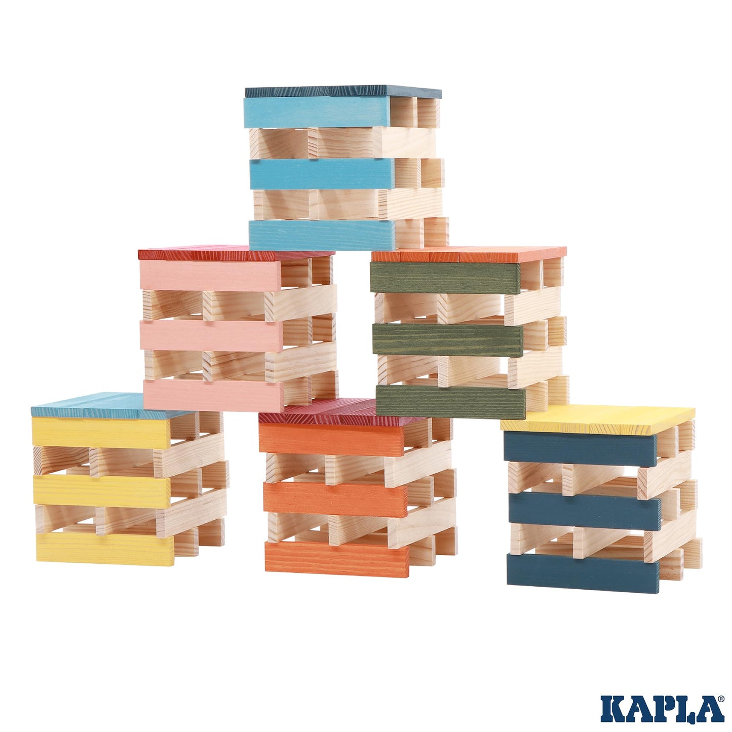 KAPLA 100 Octocolor Case — Wooden Construction Set with 100 Colored Planks