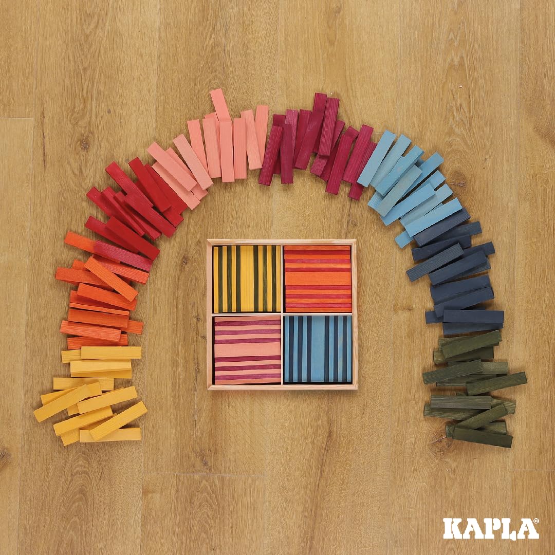 KAPLA 100 Octocolor Case — Wooden Construction Set with 100 Colored Planks