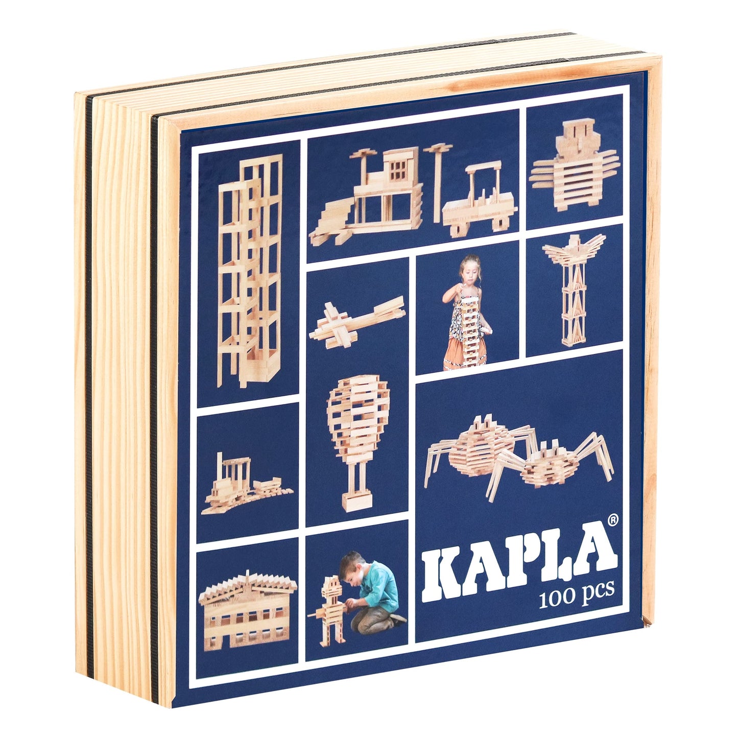 KAPLA Wooden Construction Set – 100 Building Planks | Classic Educational Blocks