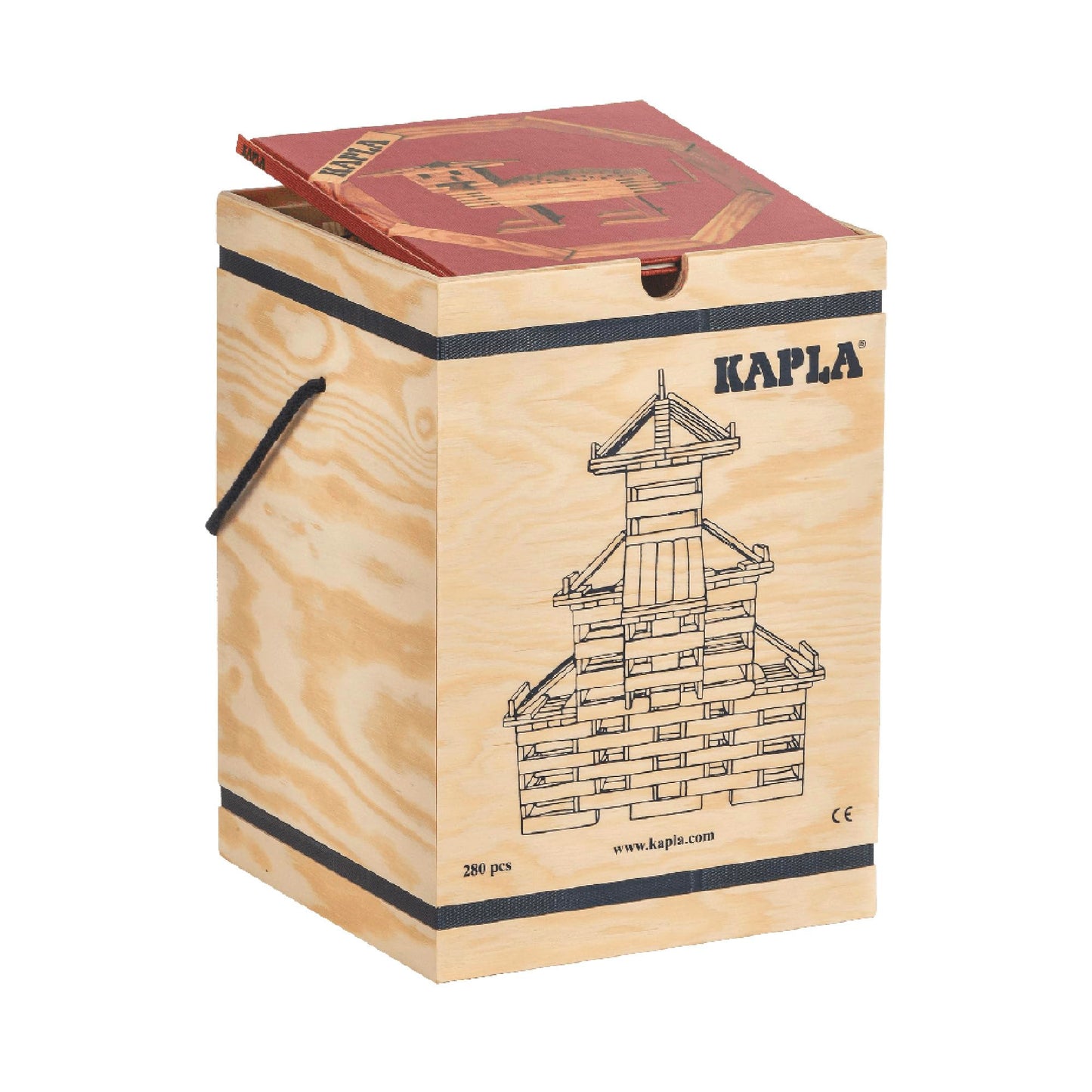 KAPLA Wooden Construction Set - 280 Marine Pine Planks in Chest with Art Book | Ages 3+ | Eco-Friendly