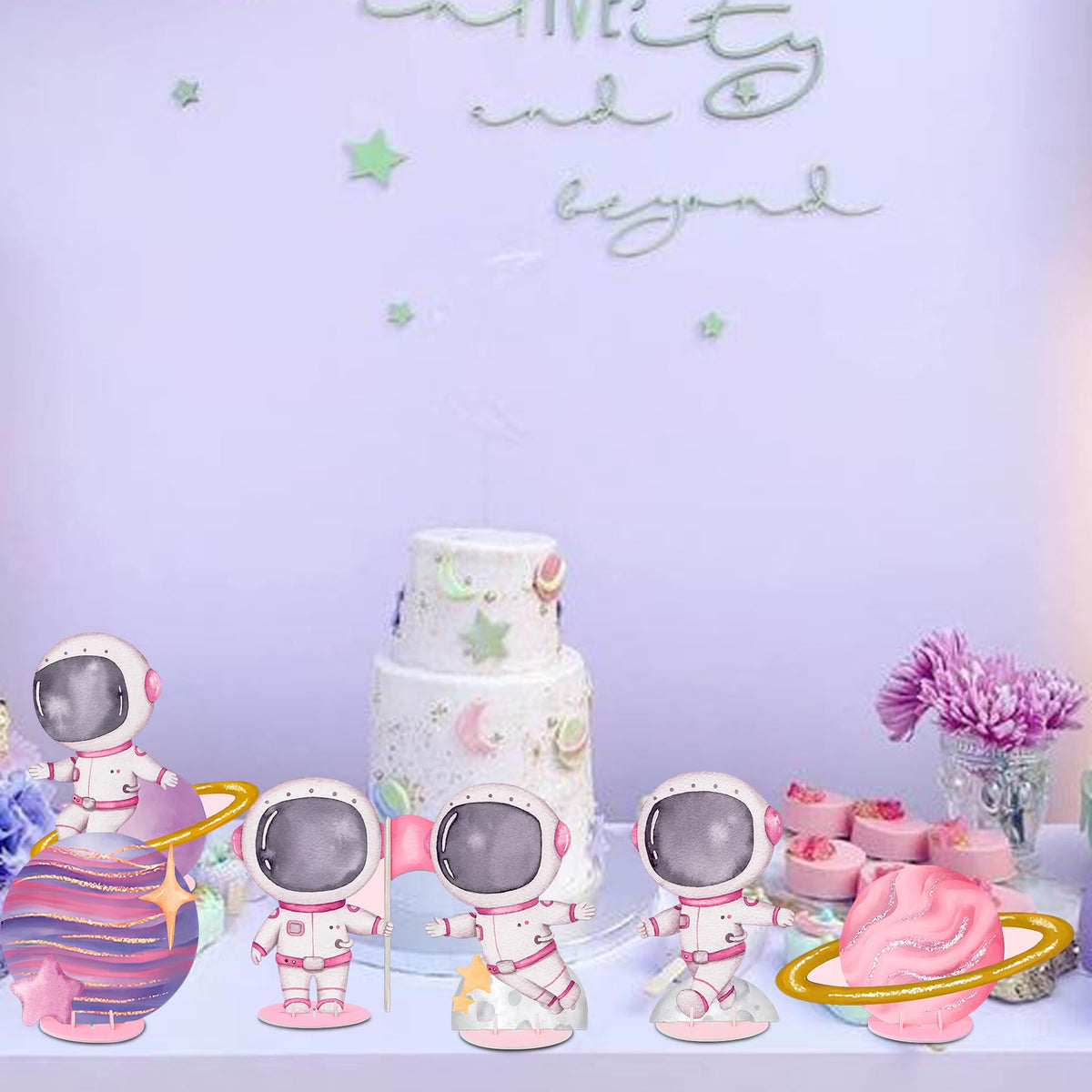 KARAQY 9 Pcs Outer Space Centerpieces – Galaxy Party Table Decor