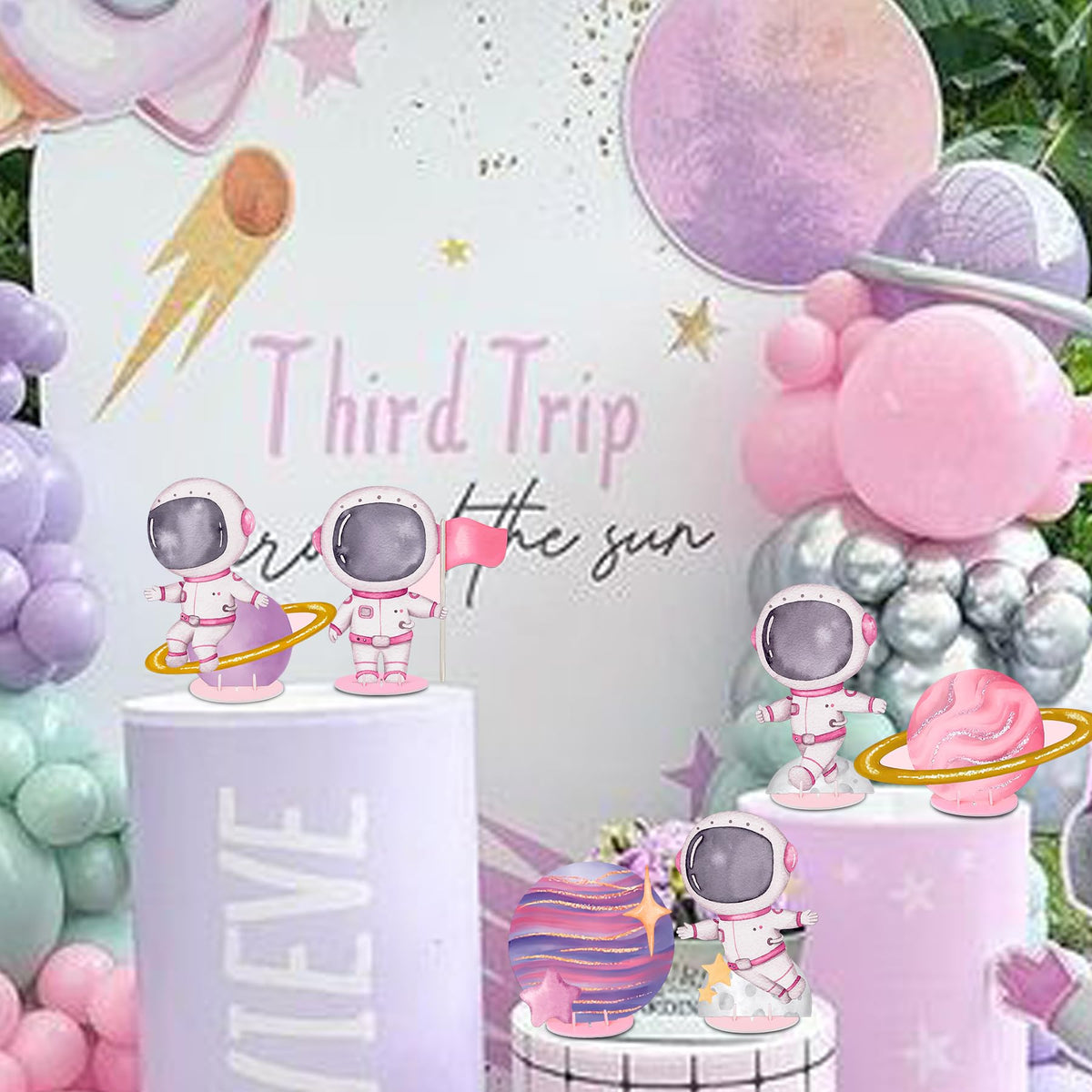 KARAQY 9 Pcs Outer Space Centerpieces – Galaxy Party Table Decor