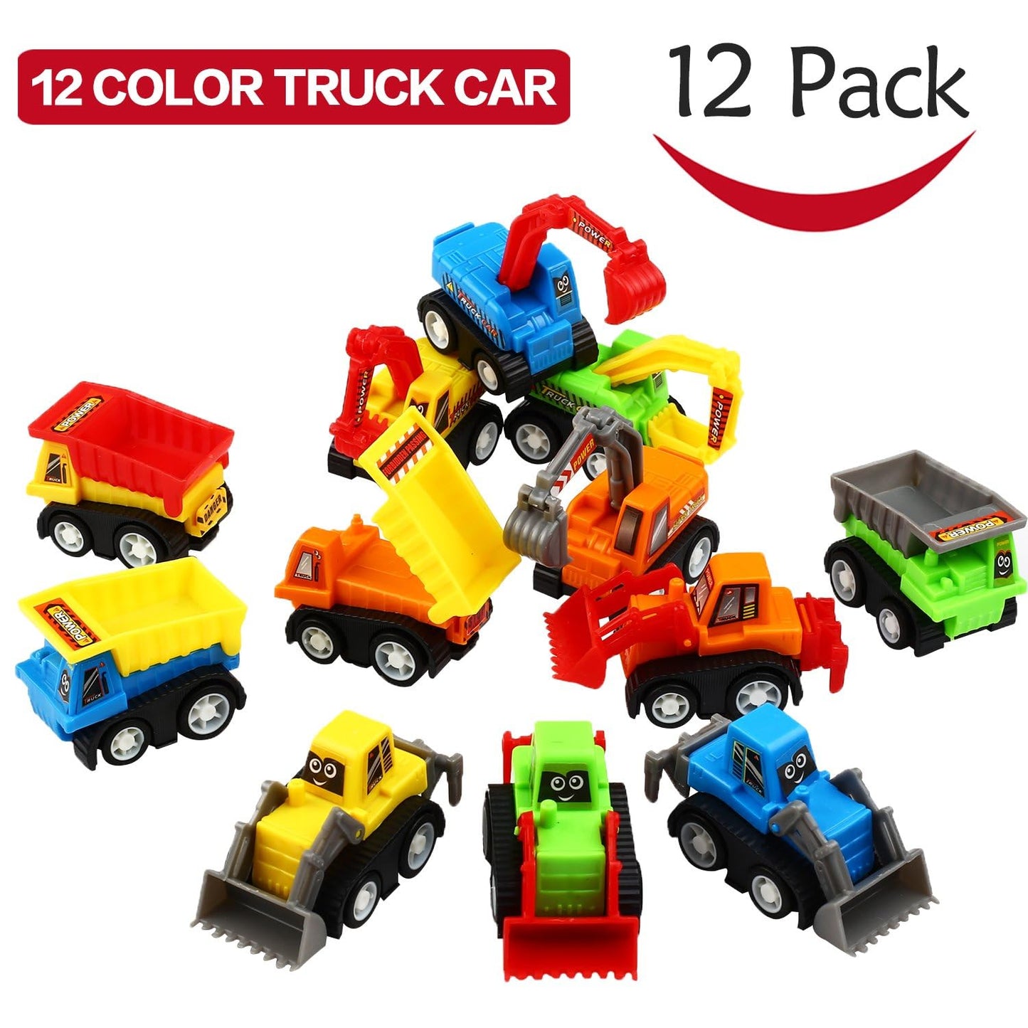 KarberDark Pull Back Car – 12-Piece Mini Truck Toy Set for Preschool Learning