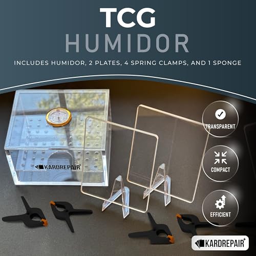 Kardrepair TCG Humidor Repair Kit — 2 Acrylic Flattening Plates, 4 Spring Clamps, Base Sponge